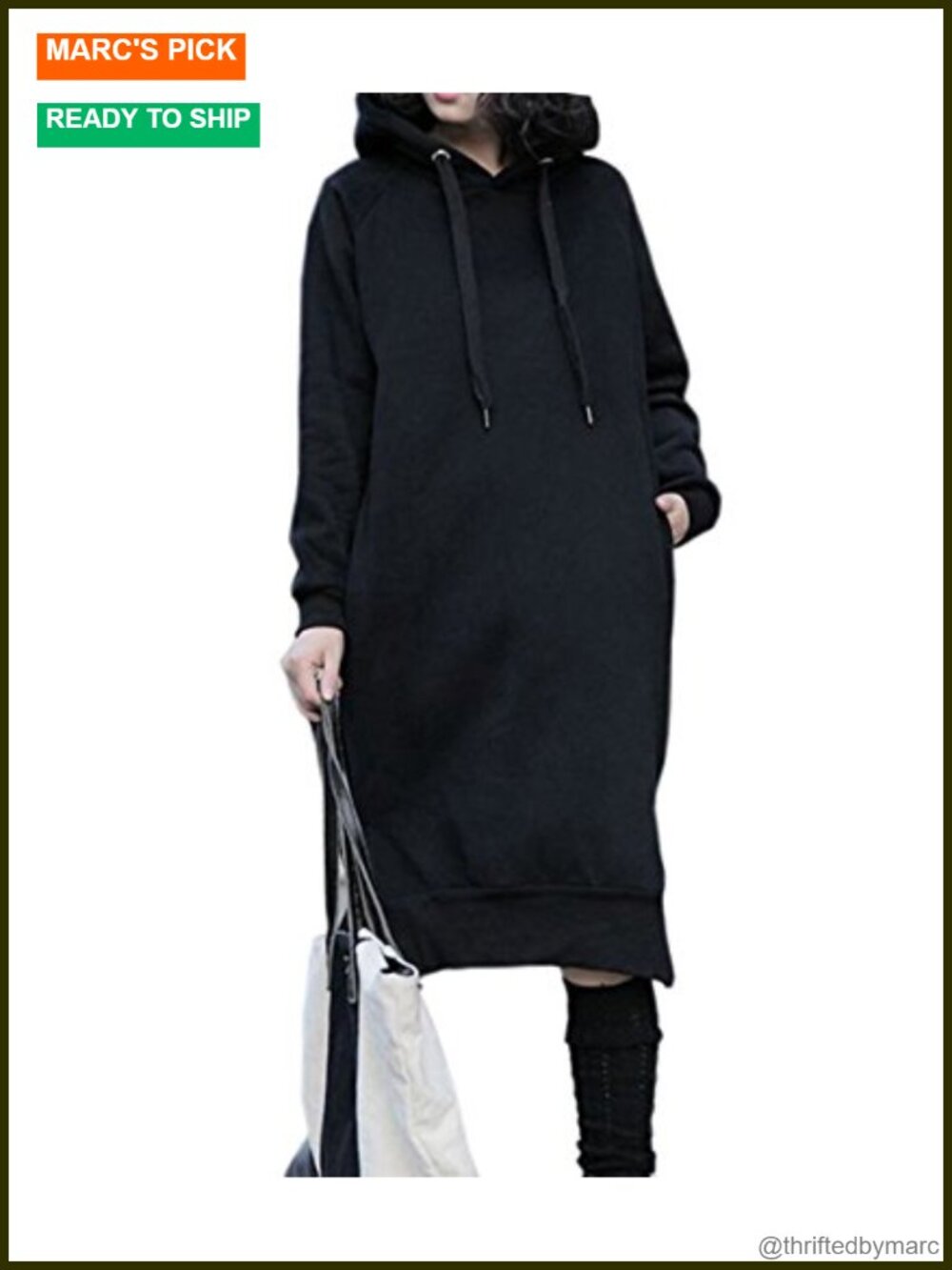 Women's Plus Size Fleece Hoodie Dress Long Sleeve Pullover